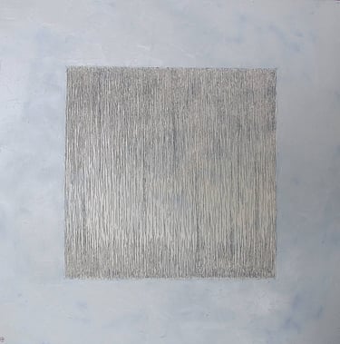 Rain painting by Tim Grosvenor, an oil on an unconventional surface, featuring rich texture.