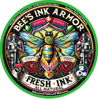 Bee's Ink Armor Fresh Ink, an all natural post-tattoo care & recovery balm with beeswax & Essential