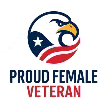 Proud female veteran badge - career coach for veterans and military transition