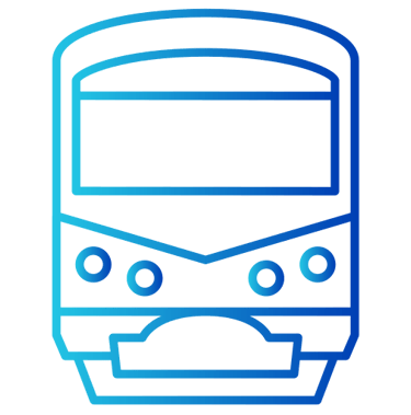 Front view of subway train icon representing underground metro transportation