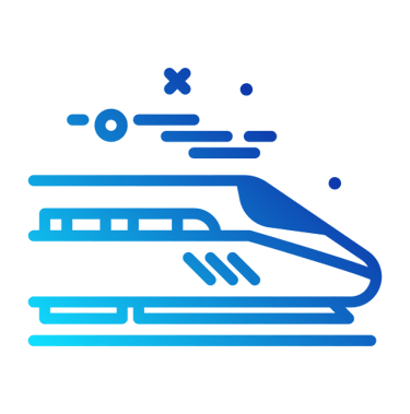 Japanese bullet train in motion icon representing high-speed rail travel