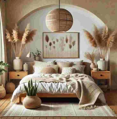 Bohemian bedroom with colorful textiles, cozy layers, and artistic details Boho home décor inspo