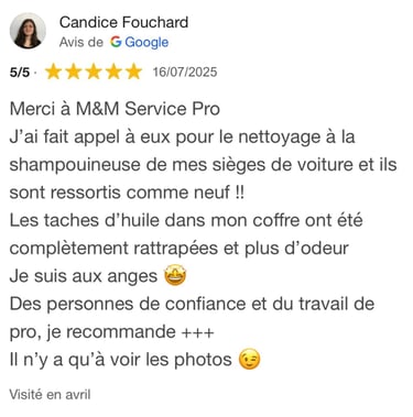 Avis google 5 étoiles clients m&m services pro nettoyage et vitres rouen 
