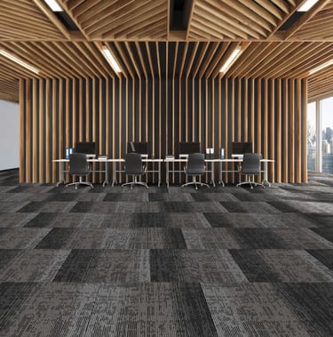 Garfield3 carpet tile sample with gradient pattern transitioning from light grey to dark grey - modern commercial carpet