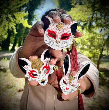 broche acrylique japon masque japonais acrylic brooch japan