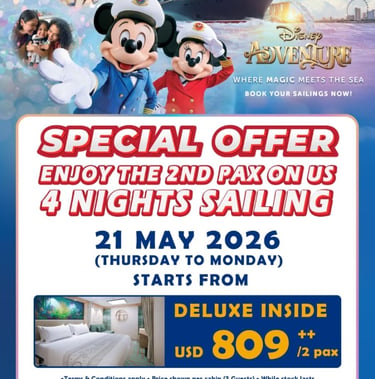 Disney Cruise Tour, Brand New Cruise, Biggest Cruise Ship in Asia, Promo Murah Disney Cruise