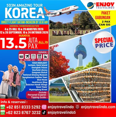 Korea Tour, Tur Hemat Korea, Korea Batam Tour, Namsan Tower, Tur Murah Korea, Tur Korea Idul Adha
