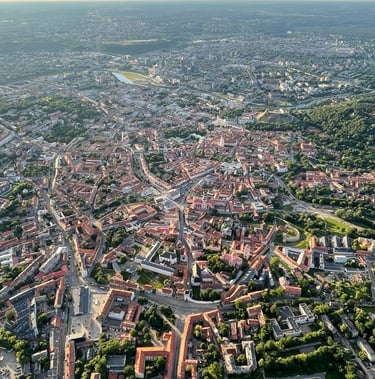 hot air balloon ower Vilnius