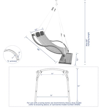 Saniwerke luxe recline duo rope swing size