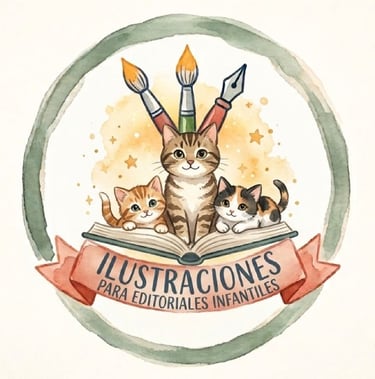 gatitos acuarelados con pinceles ilustraciones para editoriales
