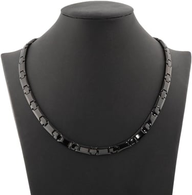 Wide Black Titanium Magnetic Field Choker Necklace for Boyfriend