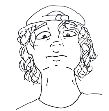 a drawing of um homem with a hat on - Samuel Vitor Lopes Mendonça