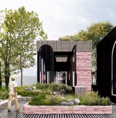 This image displays the exterior of the eye hospital project in Scotland, United Kingdom. 