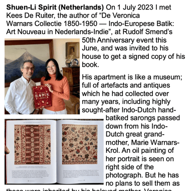 Article in batik guild november 2023 magazine issue 111 about Kees De Ruiter's Batik Book