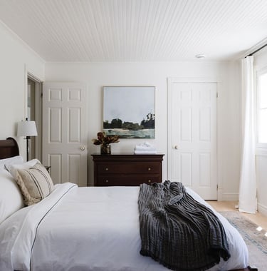 a bedroom with a bed and a dresser