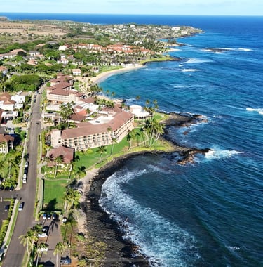 poipu hawaii drone shot coast