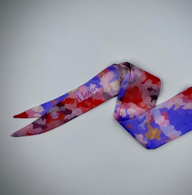 Marino's - accessoire mode - twilly - petite écharpe - motif floral - look tendance et lumineux