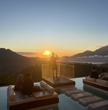Wulkan Batur, Agung, Bali, wschód słońca