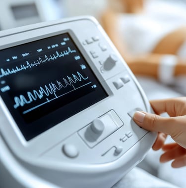 A medical device showing the patient's heart rate.