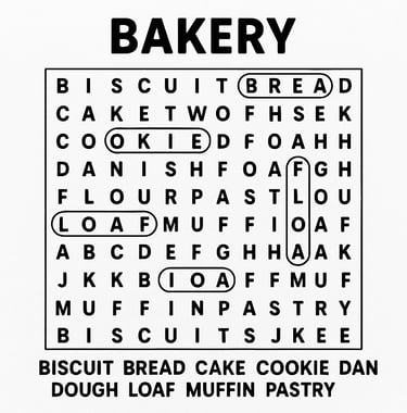 Bakery Word Search 