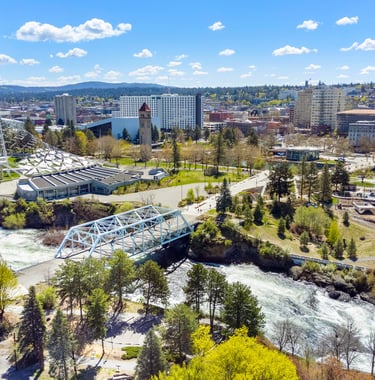 stunning aerial drone photo downtown spokane