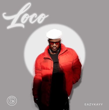 LOCO sun shine spotlight on EazyKayy red puffer jacket coat white leather bonnet gray lit sound new 