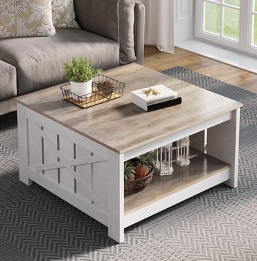 Square Wood Modern Rustic Coffee Table