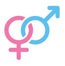 symbole unisexe bleu et rose