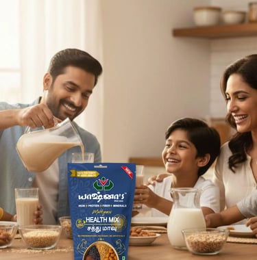 a family enjoying yashnas health mix