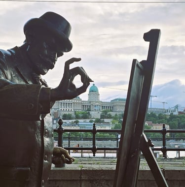 Pomnik malarza i Zamek Królewski w Budzie