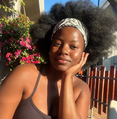 a woman with a headband on her head