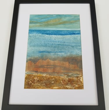 Last of the Sun at St Mary's Bay, 43 x 33 cm, acrylic and sand on paper, £70