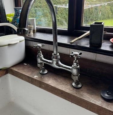 New tap and sink installation photographed on-site in Worcestershire