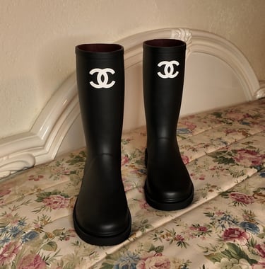 chanel rubber rain boots autumn spring winter