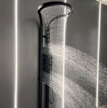 a shower head with a shower head and a shower head