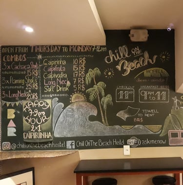 Ardoise murale hostel Rio de Janeiro
