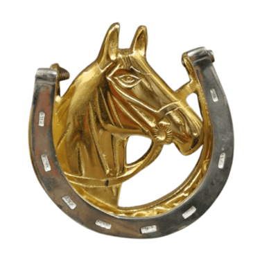 a horse shoe shoe with a horse head in the middle of a horseshoe shaped horse