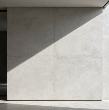 Minimalist architectural photography of a dramatic shadow falling across a white textured concrete wall in a high-end luxury home. North American / International style.