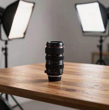 Behind-the-scenes product photography session on a clean wooden table with soft studio lighting, showcasing local marketing content creation in North American / US / Florida.