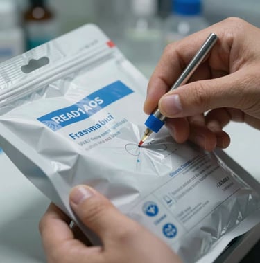 A macro shot of a hand carefully inspecting the water parameters of a shipment bag, highlighting the personal care and scientific precision involved in transshipping.
