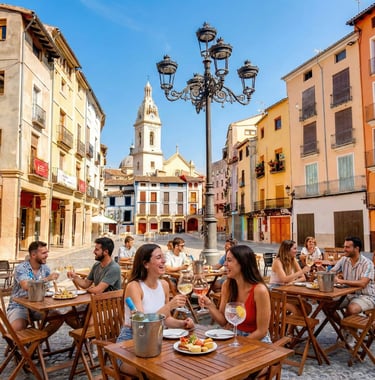 Botellas de vino cola de gallo en la Plaza del Mercat de Xàtiva, Valencia