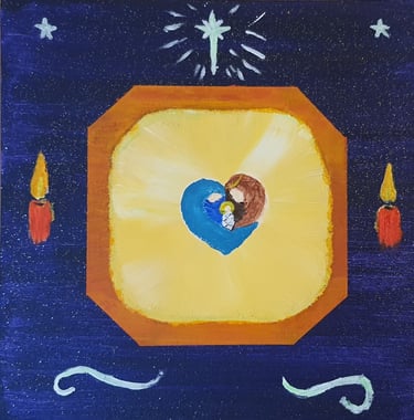 Réf : NAT240904. La nativité 1. Carton entoilé 25x25cm. 30€