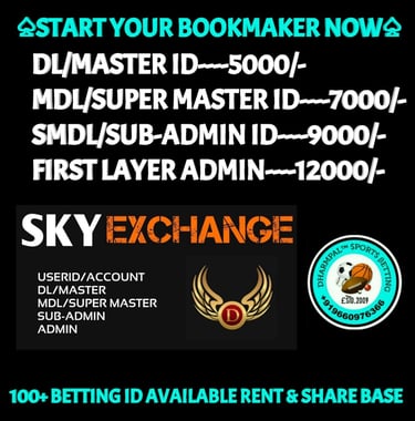 ONLINE CRICKET BETTING ID AVAILABLE DL MDL SMDL MASTER ID SUPER MASTER ID ADMIN ID AVAILABLE