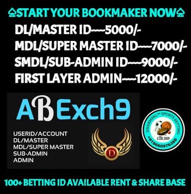 ONLINE CRICKET BETTING ID AVAILABLE DL MDL SMDL MASTER ID SUPER MASTER ID ADMIN ID AVAILABLE