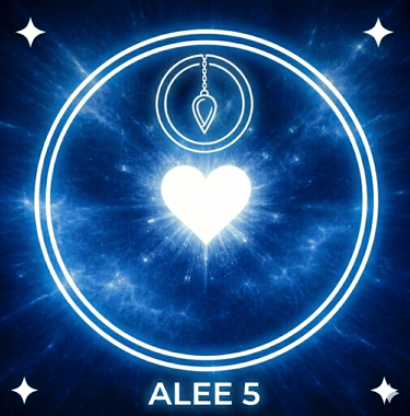 logo pendule, un coeur blanc lumineux, le tout entouré de deux cercles blancs dans une nuit étoilée