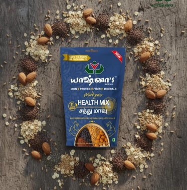 image depicting yashnas health mix amidst spillage of millets