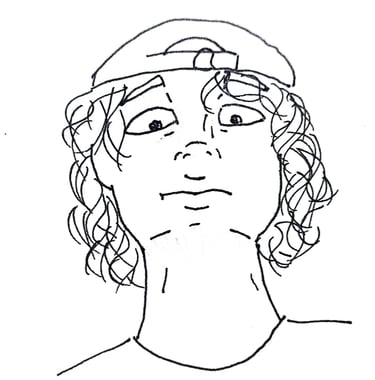 a drawing of um homem with a hat on - Samuel Vitor Lopes Mendonça