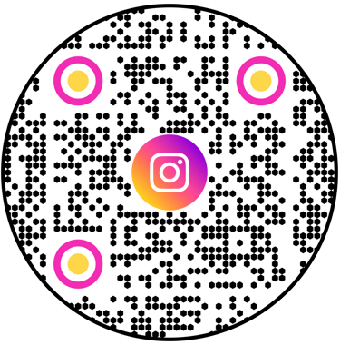 Pink and orange accented QR code for Kathy LaFollett Instagram and Facebook links..