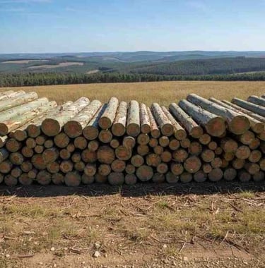 Rough eucalyptus timber used for producing 18 mm, 22 mm, 25 mm and 30 mm thickness planks for export pallets and packaging
