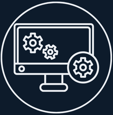 Jimproved Tech logo of a screen with gears on it, representing device setup and configuration.